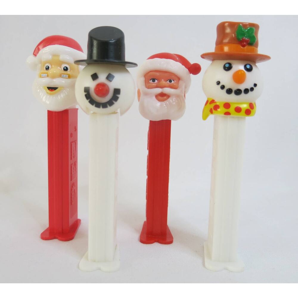 Vintage CHRISTMAS PEZ Candy Set of 4 Frosty the Snowman Santa Slovenia Feet